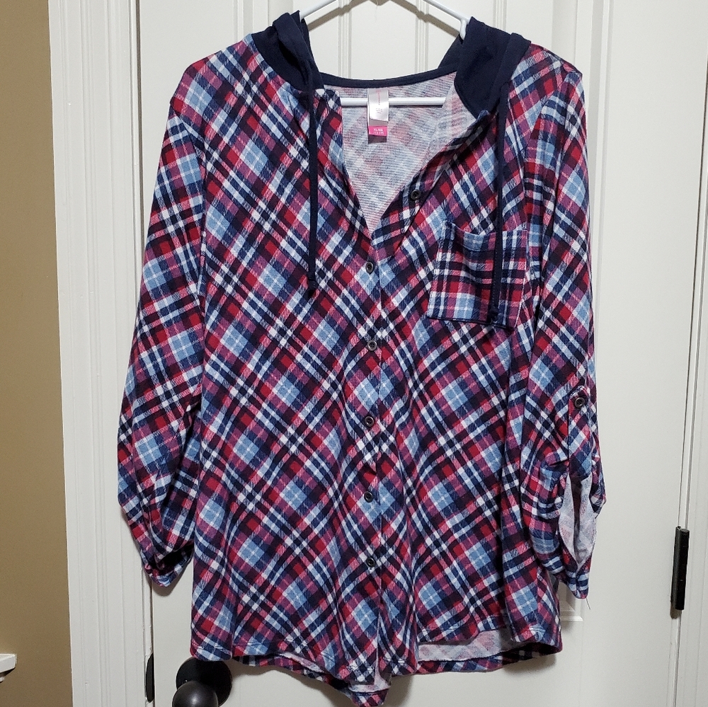Hooded flannel shirt